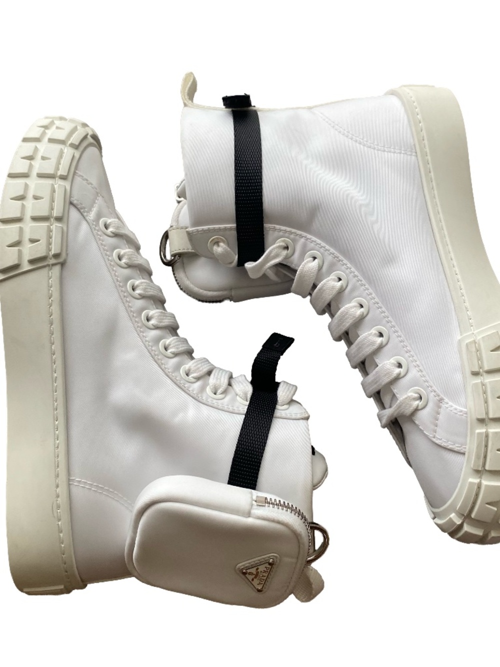 (MSRP: $1370) Prada Unisex Re-Nylon Nylon High Top Sneakers - Picture 1 of 9